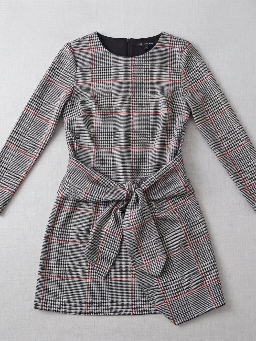 Zara Trafaluc Collection Black, White & Red Houndstooth Plaid Dress, Size Medium